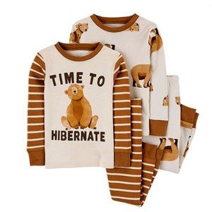 NWT 4t 4 3t 5t 5 2t teddy bear brown carters pajamas preppy christmas easter pj